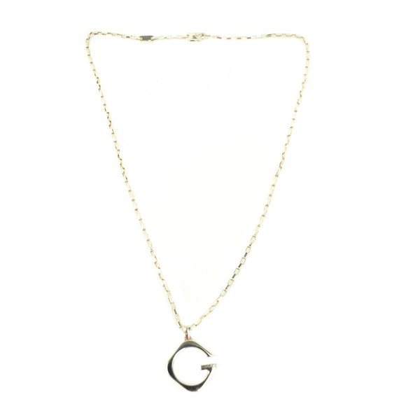 GUCCI: Sterling Silver G Pendant Logo Necklace - Picture 3 of 8